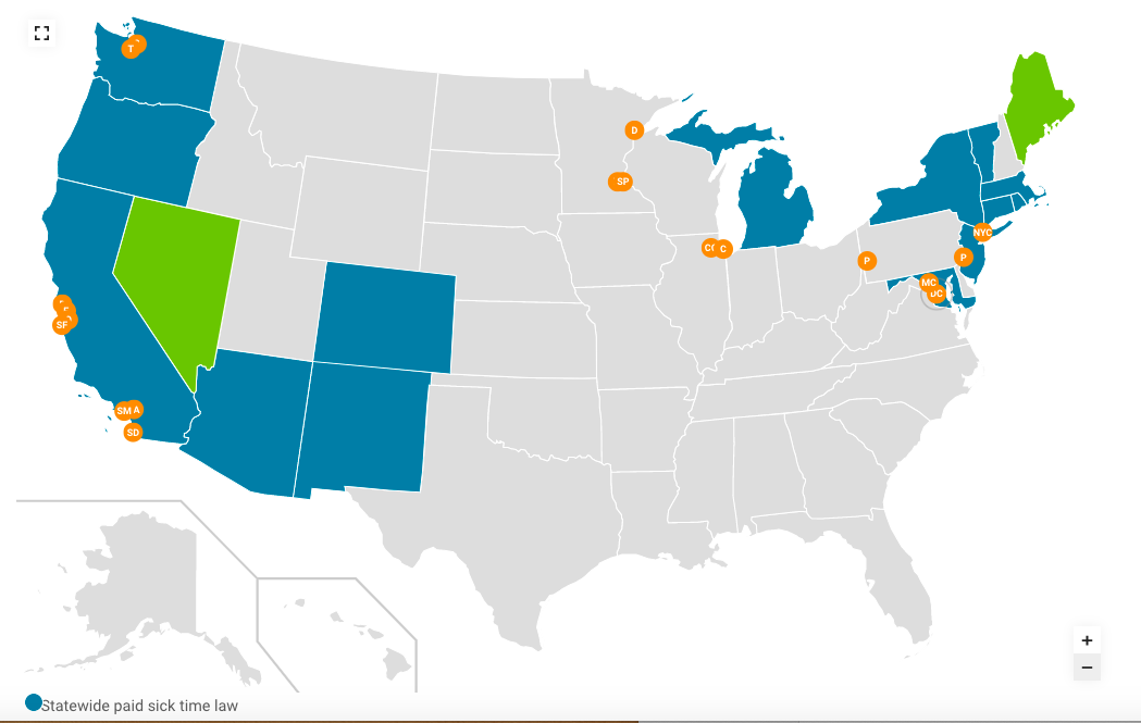 Map of Paid Sick Time Laws A Better Balance