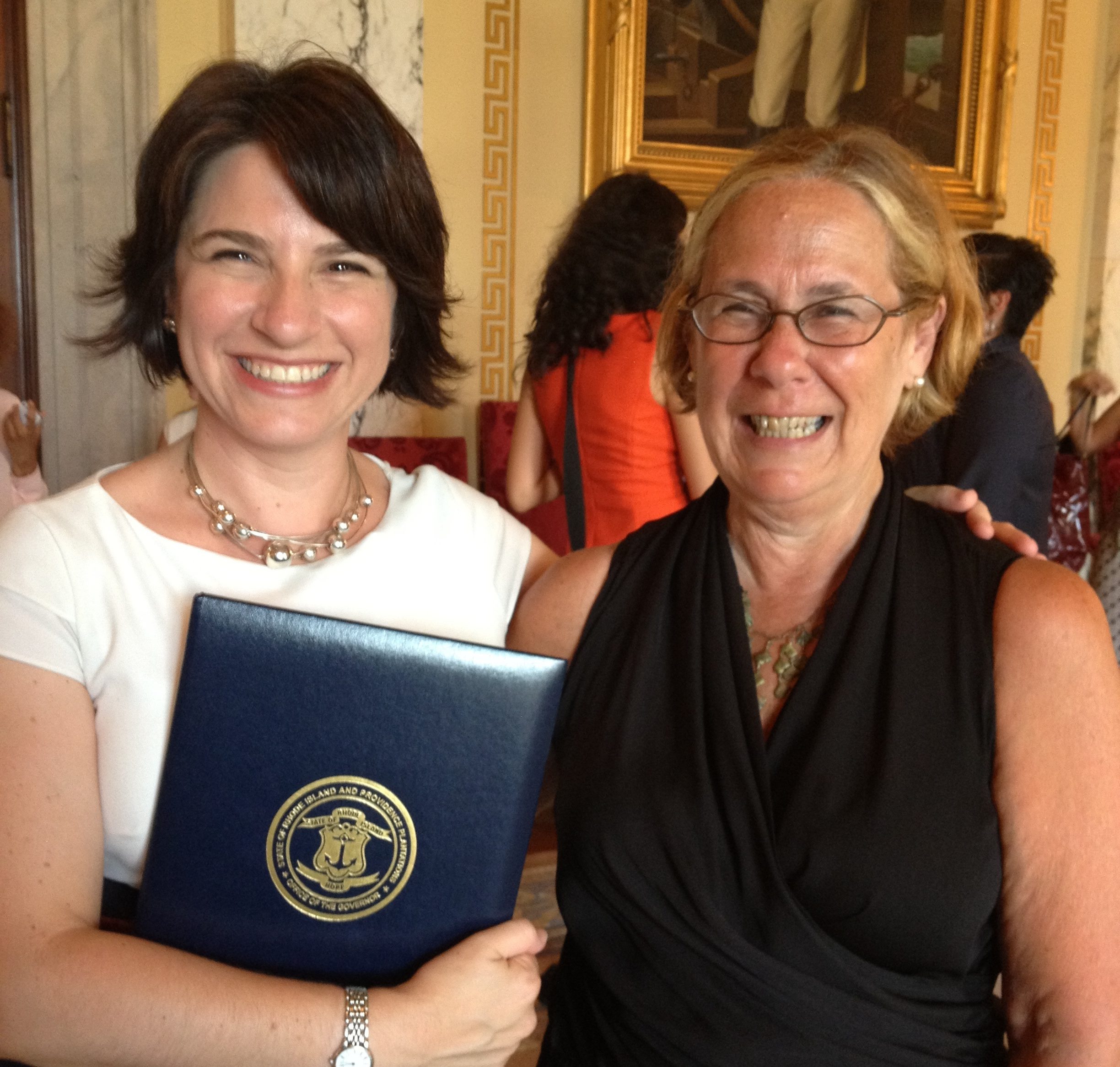 Sherry of A Better Balance with the Bill's Senate Sponsor, Gayle Goldin